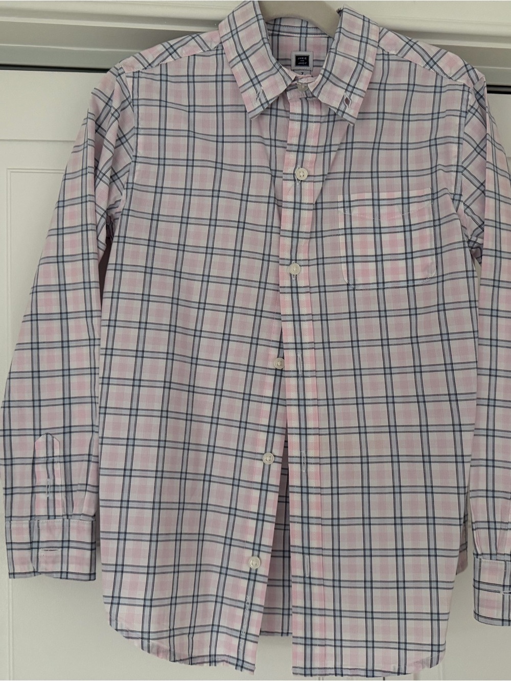 Janie and Jack Pink and Navy Plaid Button-Down Shirt